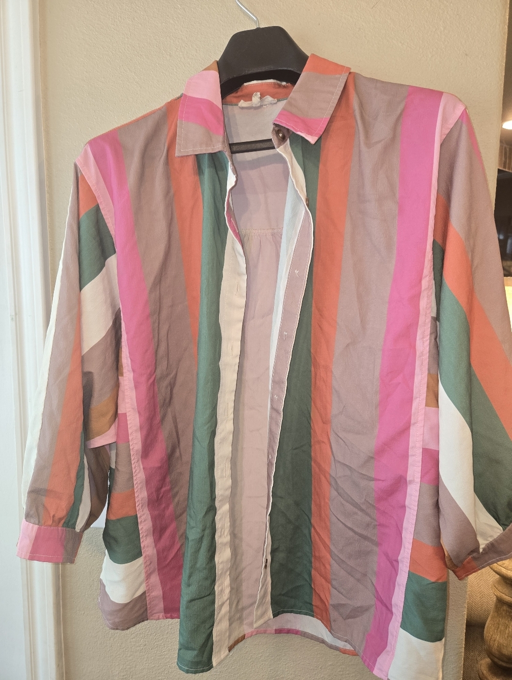 Entro Vibrant Multi-Stripe Button-Up Shirt